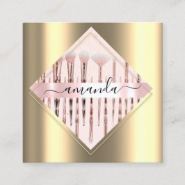 Logo-Pinsel für berufliche Makeup-Künstler - Rose  Quadratische Visitenkarte