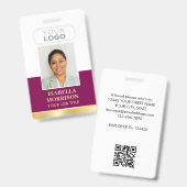 Logo Plum Gold Business für Mitarbeiter-ID Name Un Ausweis (Vorder- & Rückseite)