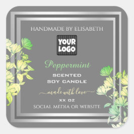 Logo-Produktverpackungen Etiketten Blumengraue Sil Quadratischer Aufkleber