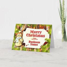 Logo Promo Business Pine Trees Schneemann Weihnach Feiertagskarte