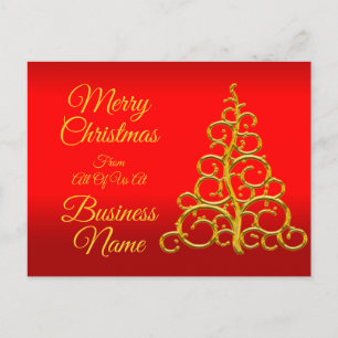 Logo-Promo Business Red mit gelben Baumhütten Weih Feiertagspostkarte