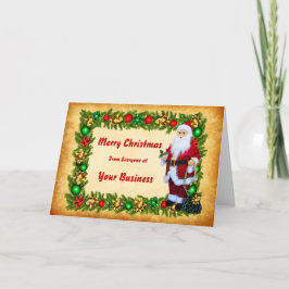Logo Promo Business Santa + Wreath Frohe Weihnacht Feiertagskarte