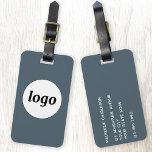 Logo Promotional Charcoal Gray Business Branding Gepäckanhänger<br><div class="desc">Simple logo design for your business.  Replace the logo and details with your own and change the background color in the design tool to customize.  Ideal for as a promotional item to give to clients,  customers and employees,  and for business travel and trade shows.</div>
