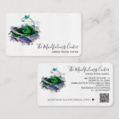 *~* Logo QR Aquamarin Blush Rose Blume Visitenkarte (Vorne/Hinten)