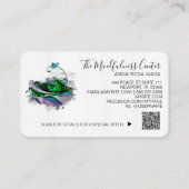 *~* Logo QR Aquamarin Blush Rose Blume Visitenkarte (Rückseite)