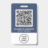Logo QR Bar Codes Blue Employee Ausweis (Vorderseite)