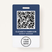 Logo QR Bar Codes Blue Employee Ausweis (Vorderseite)