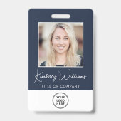 Logo QR Bar Codes Mitarbeiter Blue Foto ID Ausweis (Front)