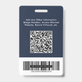 Logo QR Bar Codes Mitarbeiter Blue Foto ID Ausweis (Rückseite)