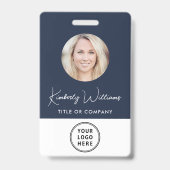 Logo QR Bar Codes Mitarbeiter Blue Foto ID Ausweis (Vorderseite)