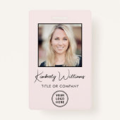 Logo QR Bar Codes Mitarbeiter rosa Foto ID Ausweis (Vorderseite)