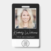 Logo QR Bar Codes Mitarbeiter Schwarzes Foto ID Ausweis (Front)