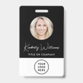 Logo QR Bar Codes Mitarbeiter Schwarzes Foto ID Ausweis (Vorderseite)