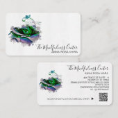 *~* Logo QR Blaue Aquamarine Rose Blumenfloral Blu Visitenkarte (Vorne/Hinten)