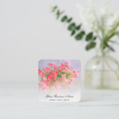 *~* Logo QR Blumenblume Blume mit Pink Petunia Pot Quadratische Visitenkarte (Stehend Vorderseite)