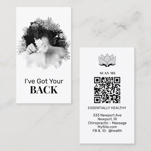 *~* Logo QR Chiropraktiker Chiropractic Wellness-C Visitenkarte (Vorne/Hinten)