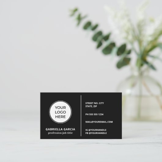 Logo QR Code Allgemeines Design Schwarze Visitenka Visitenkarte (Stehend Vorderseite)