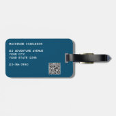 Logo-QR-Code Aquamarin grün Gepäckanhänger (Rückseite horizontal)