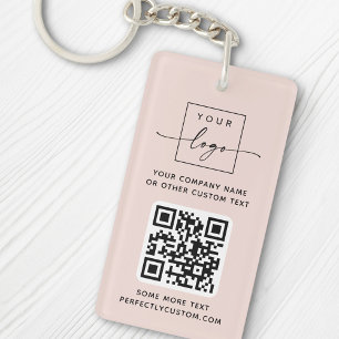 Logo QR Code benutzerdefinierter Text hellblau pin Schlüsselanhänger