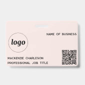 Logo-QR-Code Beruflicher Firmenname Rosa Ausweis (Vorderseite)