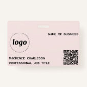 Logo-QR-Code Beruflicher Firmenname Rosa Ausweis (Vorderseite)