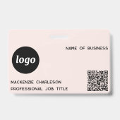 Logo-QR-Code Beruflicher Firmenname Rosa Ausweis (Vorderseite)