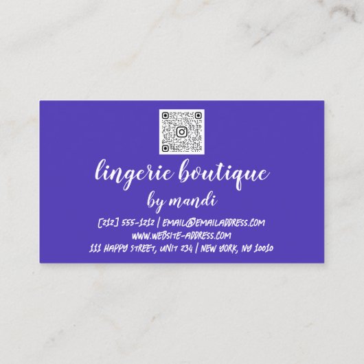 Logo QR Code Bikini Unterwäsche Blue Rose Visitenkarte (Rückseite)