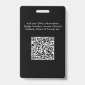 Logo QR Code Black Employee Foto ID Ausweis (Rückseite)