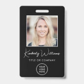 Logo QR Code Black Employee Foto ID Ausweis (Vorderseite)