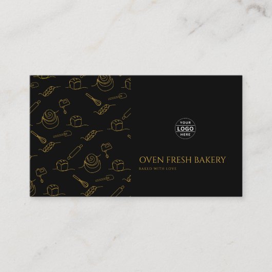 Logo QR Code Black Gold Bakery Visitenkarte (Vorderseite)