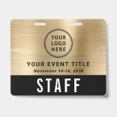 Logo QR Code Black Gold Event Access Pass Ausweis (Vorderseite)