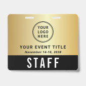 Logo QR Code Black Gold Event Access Pass Ausweis (Vorderseite)