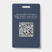 Logo QR Code Blue Employee Foto ID Abzeichen Ausweis (Rückseite)