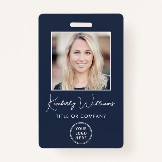 Logo QR Code Blue Employee Foto ID Ausweis (Vorderseite)