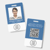 Logo QR Code Blue Employee Foto ID Ausweis (Vorder- & Rückseite)