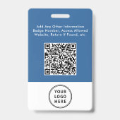 Logo QR Code Blue Employee Foto ID Ausweis (Rückseite)