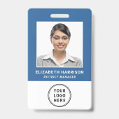 Logo QR Code Blue Employee Foto ID Ausweis (Vorderseite)