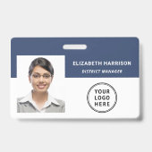 Logo QR Code Blue Foto Mitarbeiter-ID Ausweis (Vorderseite)