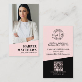 Logo QR Code Blush Pink Visitenkarte