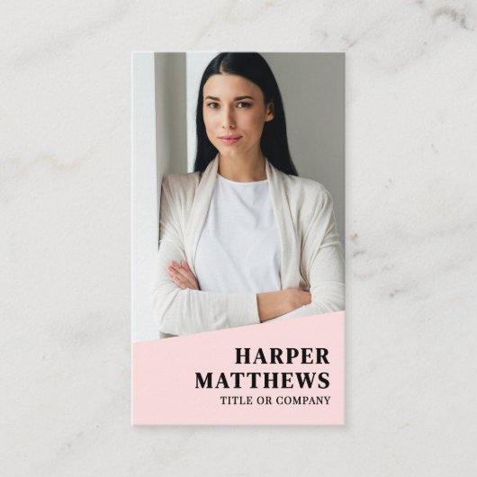 Logo QR Code Blush Pink Visitenkarte (Vorderseite)