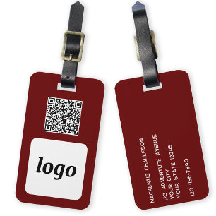 Logo QR Code Burgundy Business Promotion Gepäckanhänger