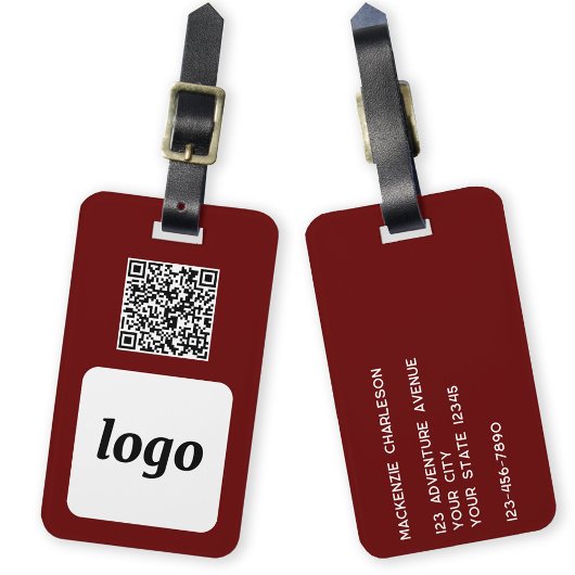 Logo QR Code Burgundy Business Promotion Gepäckanhänger