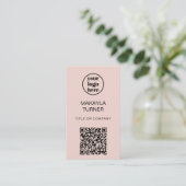 Logo QR-Code Business Blush Rosa Professionell Visitenkarte (Stehend Vorderseite)