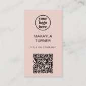 Logo QR-Code Business Blush Rosa Professionell Visitenkarte (Vorderseite)