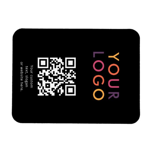 Logo QR Code Business Template Black Magnet (Horizontal)