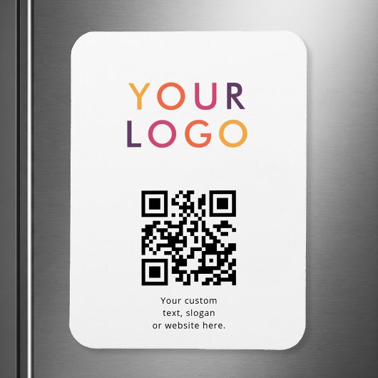 Logo QR Code Business Template White Magnet