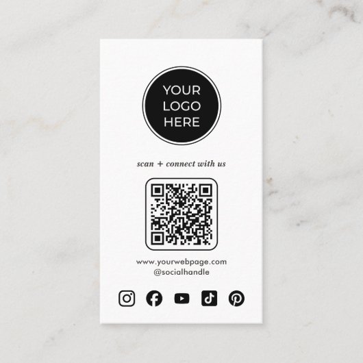 Logo QR Code Custom Icons Social Media Visitenkarte (Vorderseite)