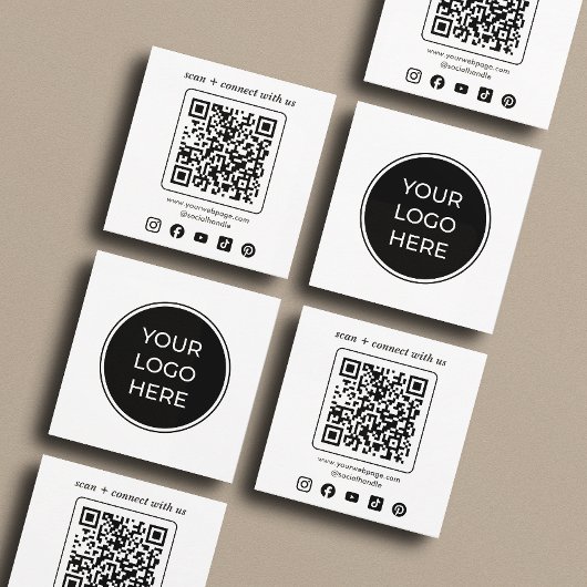 Logo QR Code Custom Social Media Square Quadratische Visitenkarte