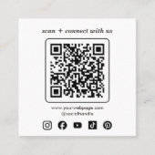 Logo QR Code Custom Social Media Square Quadratische Visitenkarte (Vorderseite)