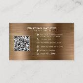 Logo-QR-Code der gebürsteten Metallgoldfirma Visitenkarte (Rückseite)